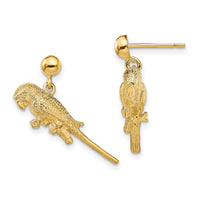 14K 3-D Parrot Dangle Earrings-TE675