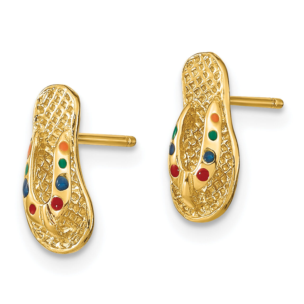 14k  3D W/ Multi-Color Enamel Flip-Flop Earrings-TE697