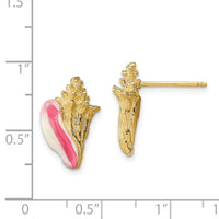 14K White and Pink Enamel Conch Shell Post Earrings-TE702