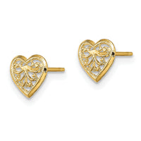 14K Filigree Heart Post Earrings-TE706