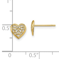 14K Filigree Heart Post Earrings-TE706