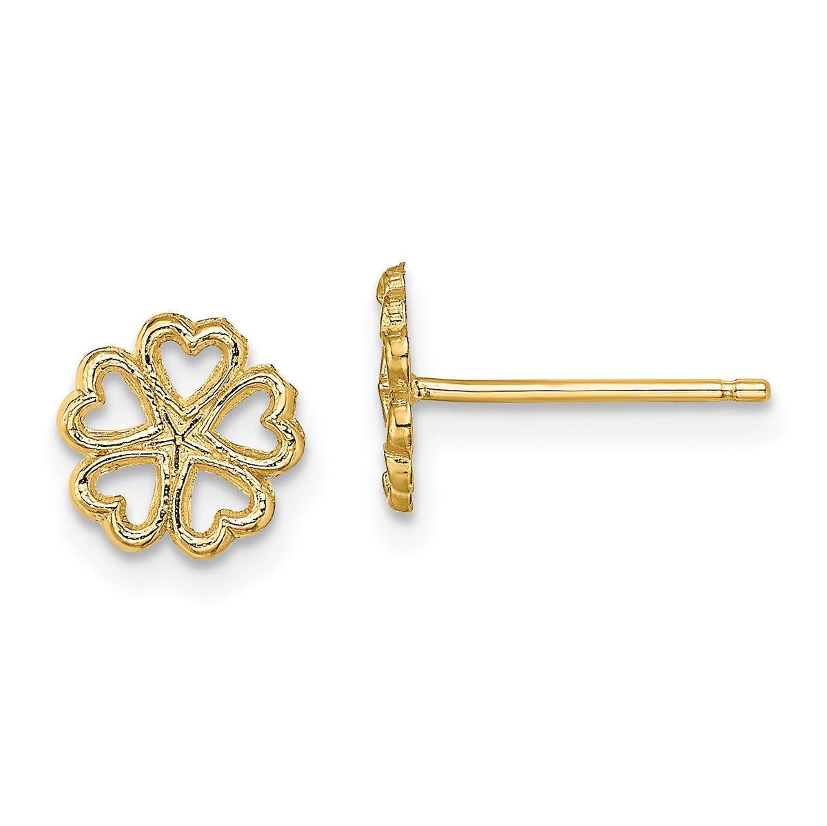 14K Five Hearts Circle Post Earrings-TE707
