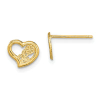 14K Open Heart w/ Flower Post Earrings-TE708