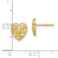 14K Criss-Cross w/ D/C Heart Post Earrings-TE709