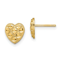 14K Criss-Cross w/ D/C Heart Post Earrings-TE709