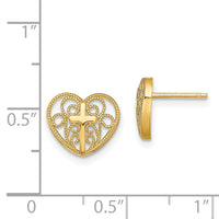 14k Heart w/Cross Post Earrings-TE711
