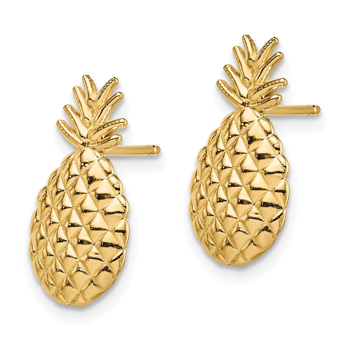14K Textured Pineapple Post Earrings-TE716