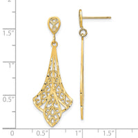 14K D/C Filigree Dangle Post Earrings-TE717