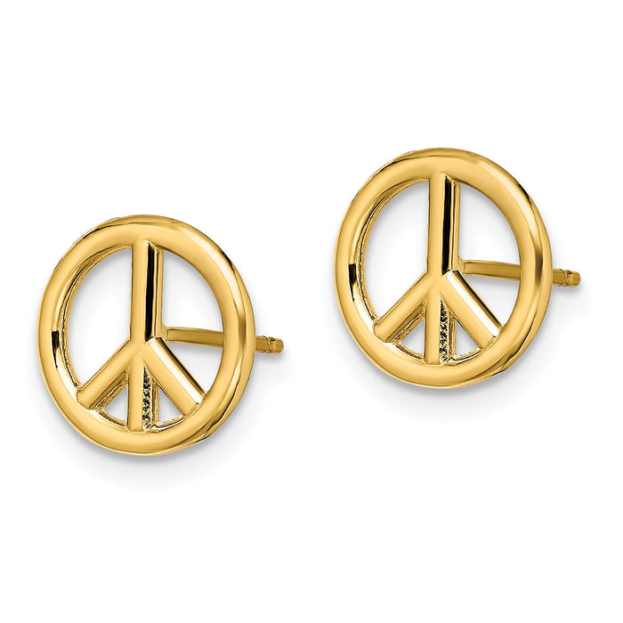 14K Polished Peace Symbol Post Earrings-TE719