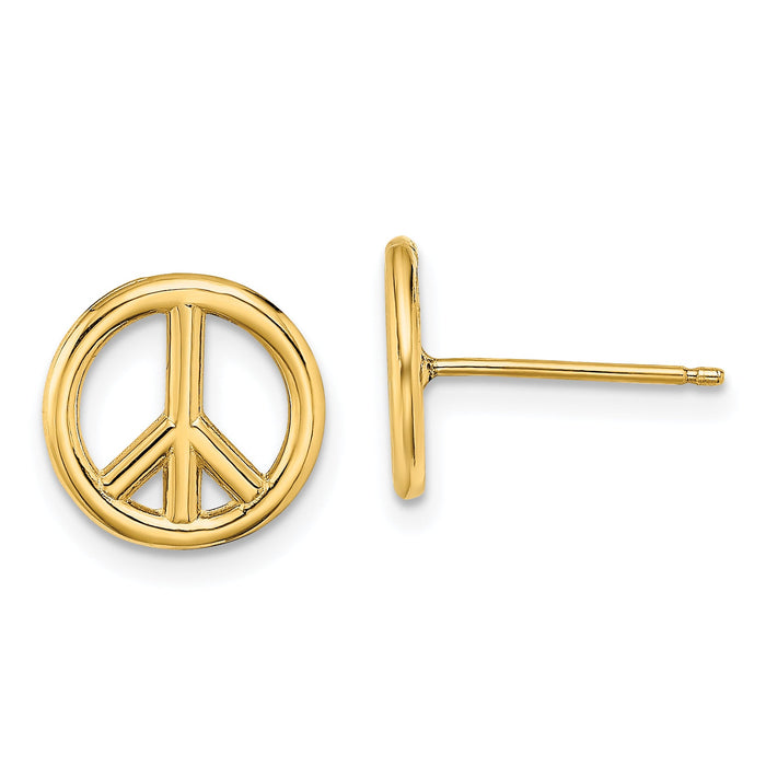 14K Polished Peace Symbol Post Earrings-TE719