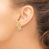 14K Double Plumeria Flower Post Dangle Earrings-TE721
