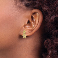 14K Double Plumeria Flower Post Dangle Earrings-TE722