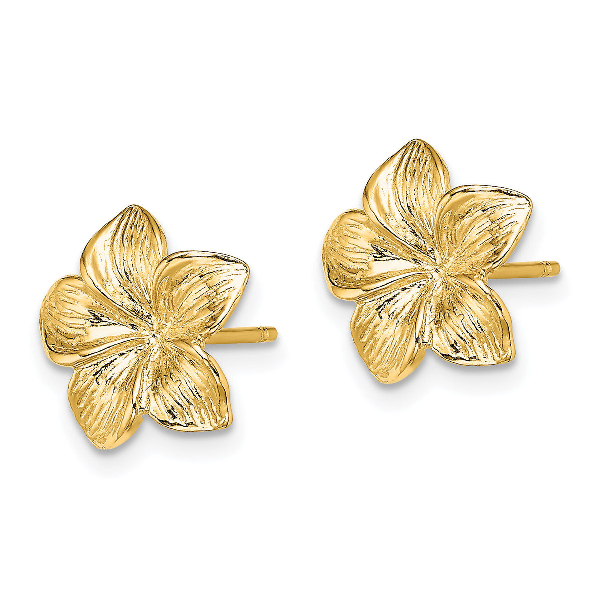 14K Plumeria Flower Post Earrings-TE723