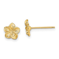 14K Plumeria Flower Post Earrings-TE724