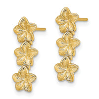14K Triple Flower Post Dangle Earrings-TE725