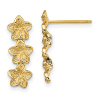 14K Triple Flower Post Dangle Earrings-TE725