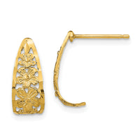 14K D/C Flower J-Hoop Post Earrings-TE733