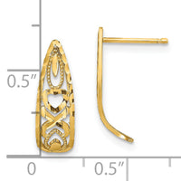 14K D/C Heart and X  Mini Post Earrings-TE734