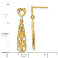 14K D/C Teardrop Heart Dangle Post Earrings-TE735