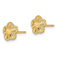 14K Diamond-cut Flower Post Earrings-TE736