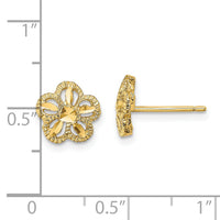 14K Diamond-cut Flower Post Earrings-TE736