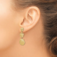 14K Scallop, Sand Dollar,,Scallop Dangle Earrings-TE742