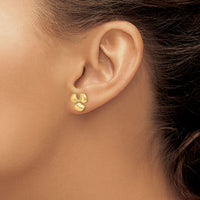 14K Polished Three Blade Propeller w/ Center Bead Post Earrings-TE747