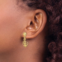 14K Shell and Anchor Double Dangle Earrings-TE749