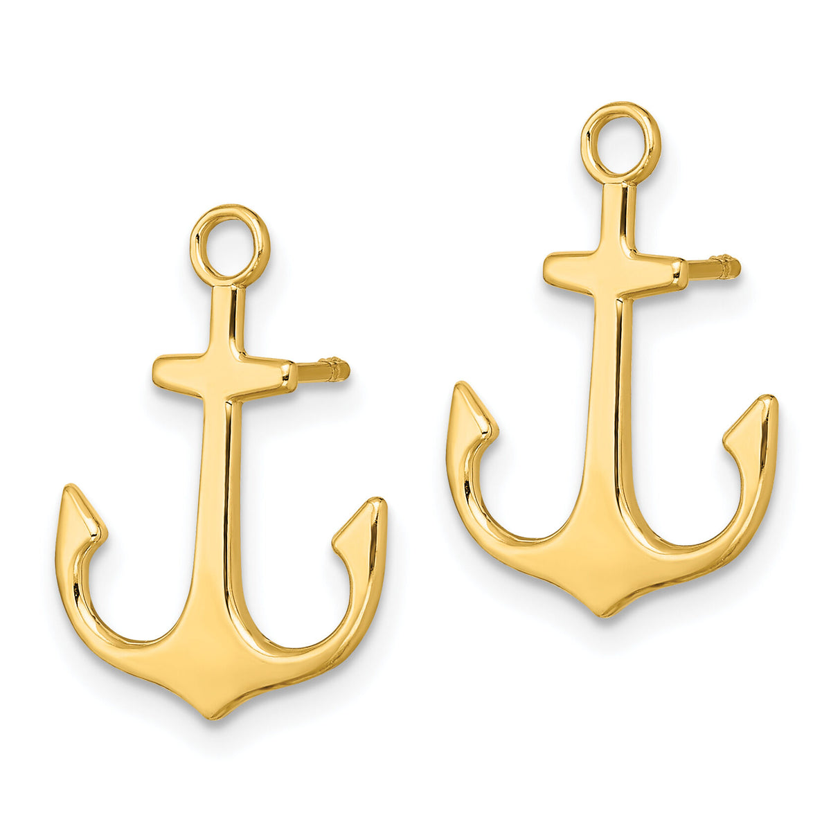 14K Polished  2-D Anchor Post Earrings-TE753