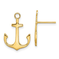 14K Polished  2-D Anchor Post Earrings-TE753