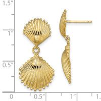 14K Polished Scallop Shell Dangle Earrings-TE754