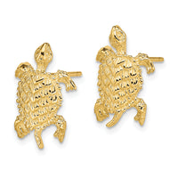 14K Land Turtle  Textured Post Earrings-TE763