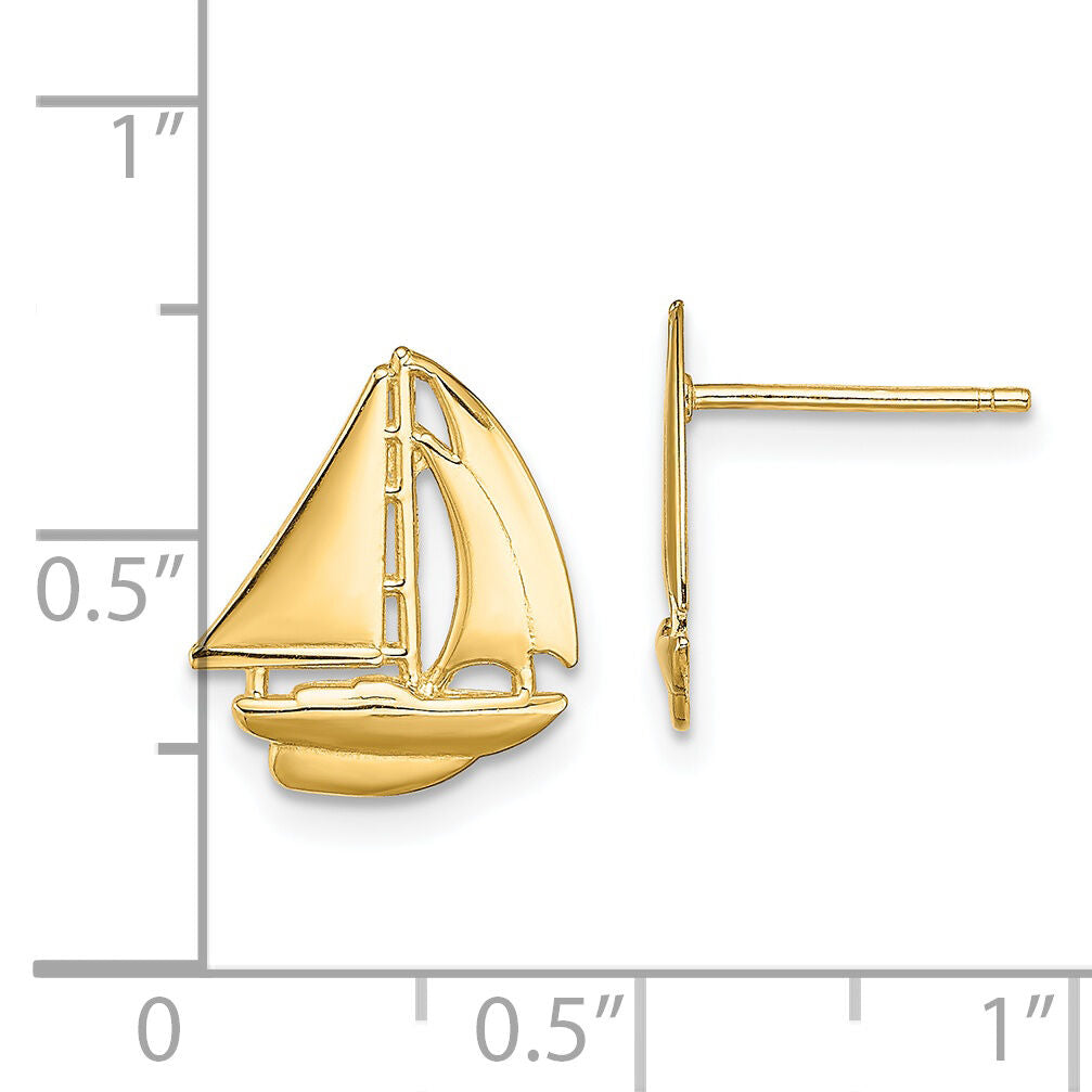 14K Polished Sailboat Post Earrings-TE765