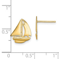 14K Polished Sailboat Post Earrings-TE765