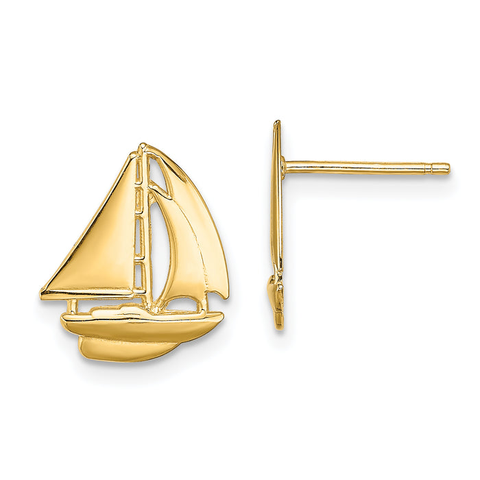14K Polished Sailboat Post Earrings-TE765