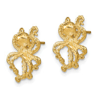 14K 2-D Polished Octopus Post Earrings-TE769