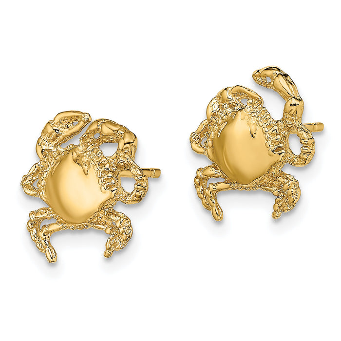 14K 2-D / Polished Crab Post Earrings-TE770