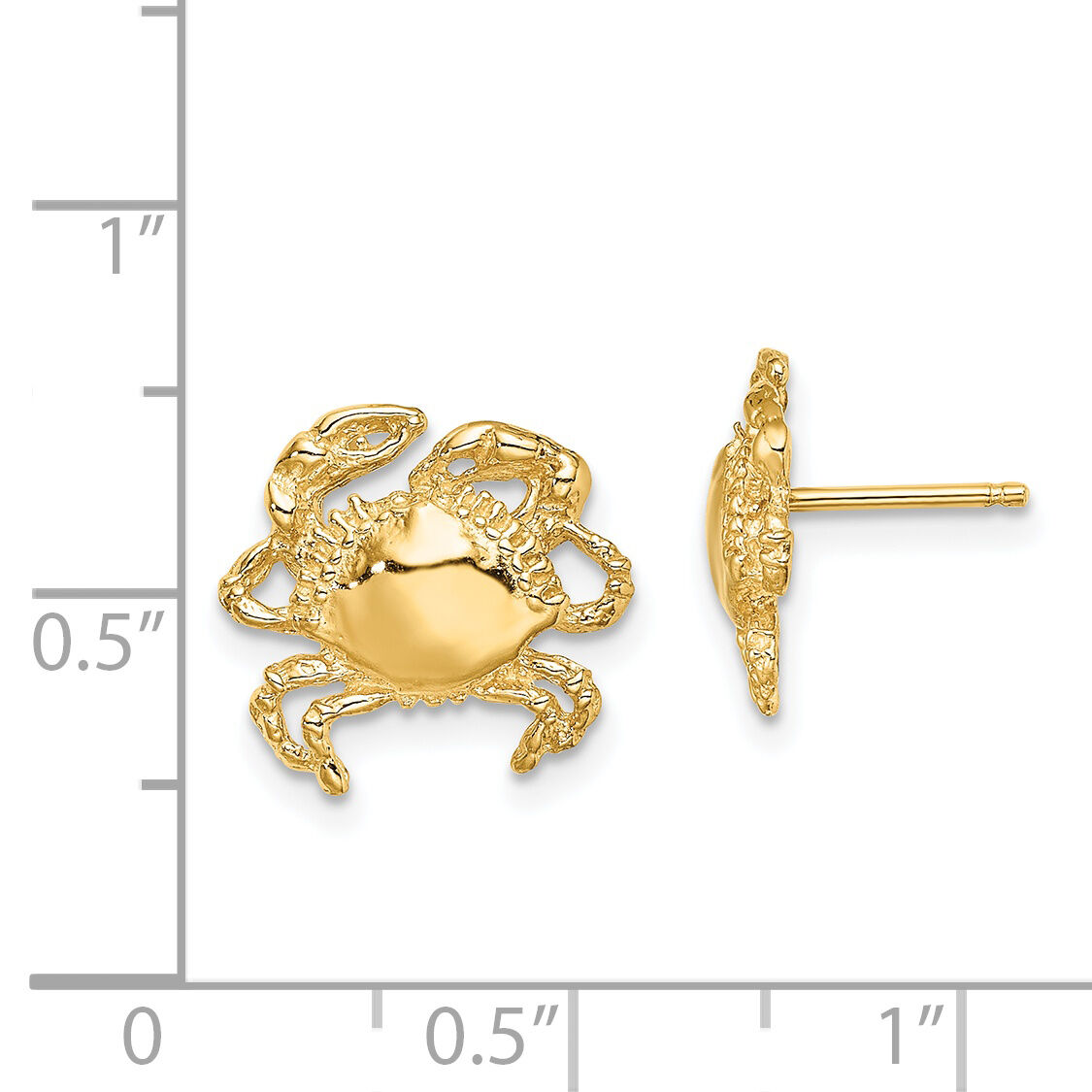 14K 2-D / Polished Crab Post Earrings-TE770