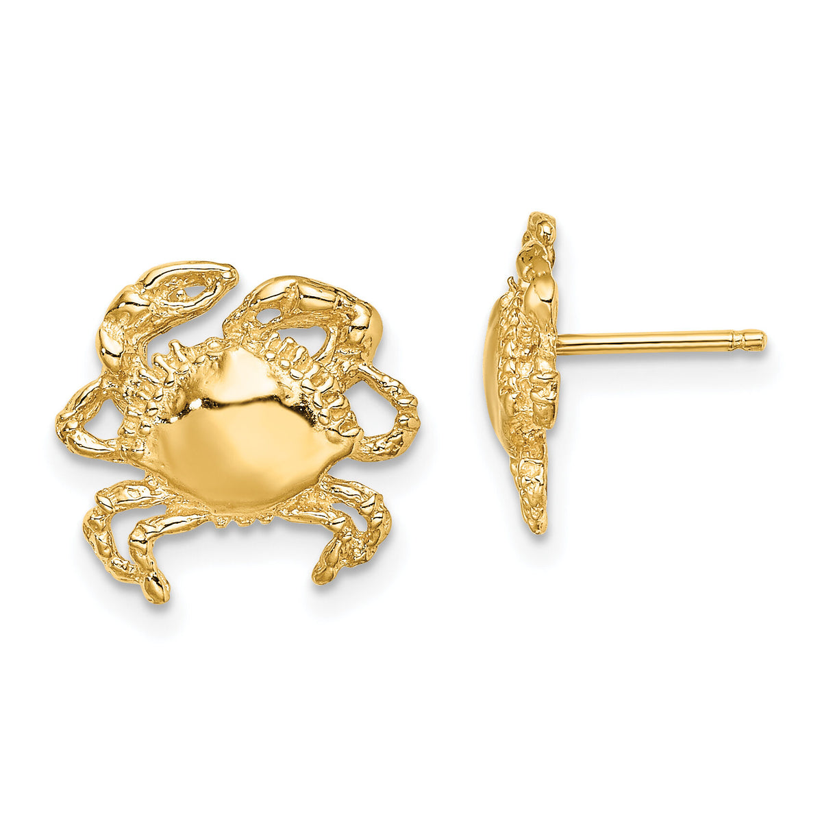 14K 2-D / Polished Crab Post Earrings-TE770