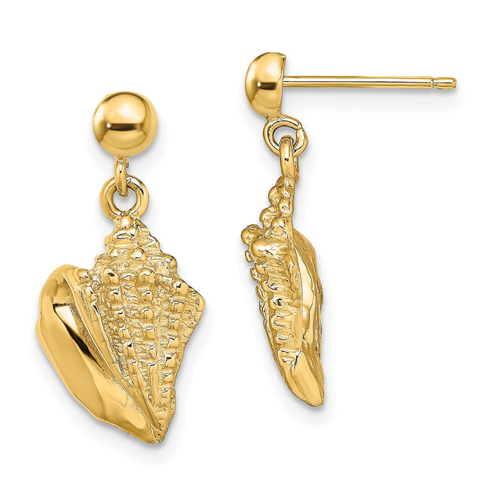14K Conch Shell Dangle Earrings-TE775