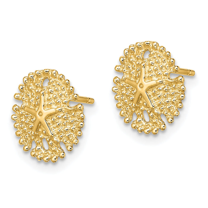 14K Textured Sand Dollar Post Earrings-TE776