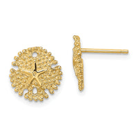 14K Textured Sand Dollar Post Earrings-TE776