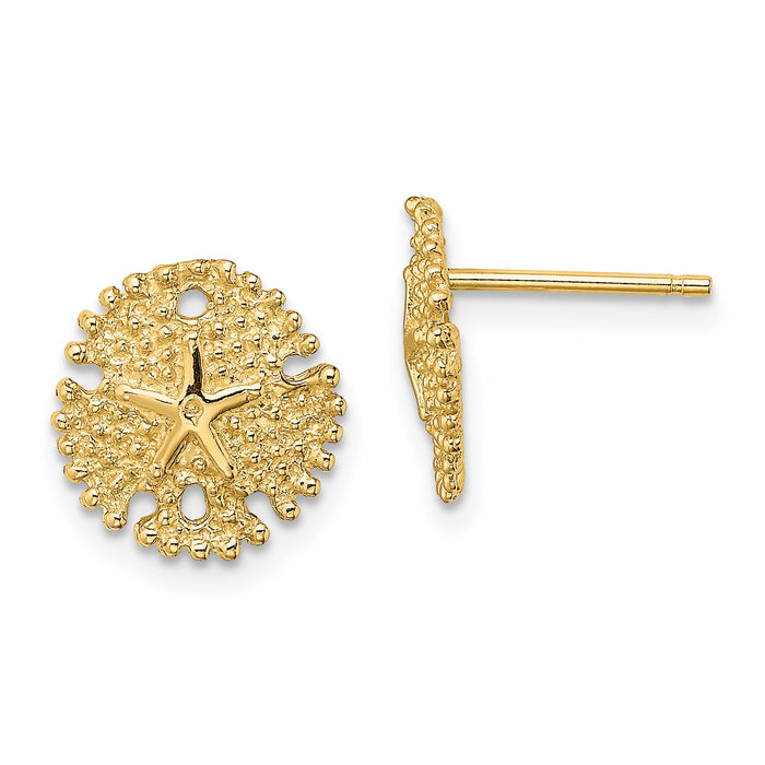 14K Textured Sand Dollar Post Earrings-TE776