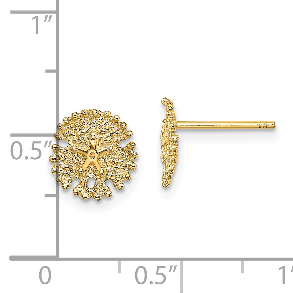 14K Textured Sand Dollar Post Earrings-TE777