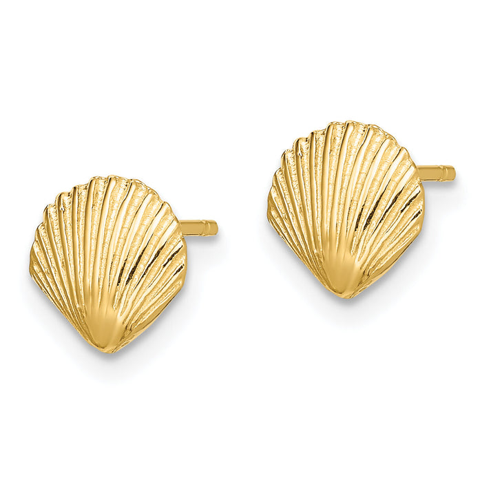 14K Scallop Shell Post Earrings-TE782