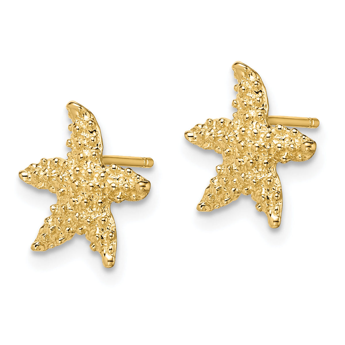 14K Textured Starfish Post Earrings-TE783