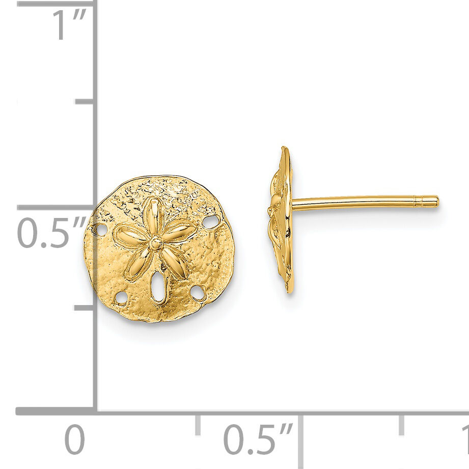 14K Polished Mini Sand Dollar Post Earrings-TE790