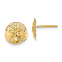 14K Polished Mini Sand Dollar Post Earrings-TE790