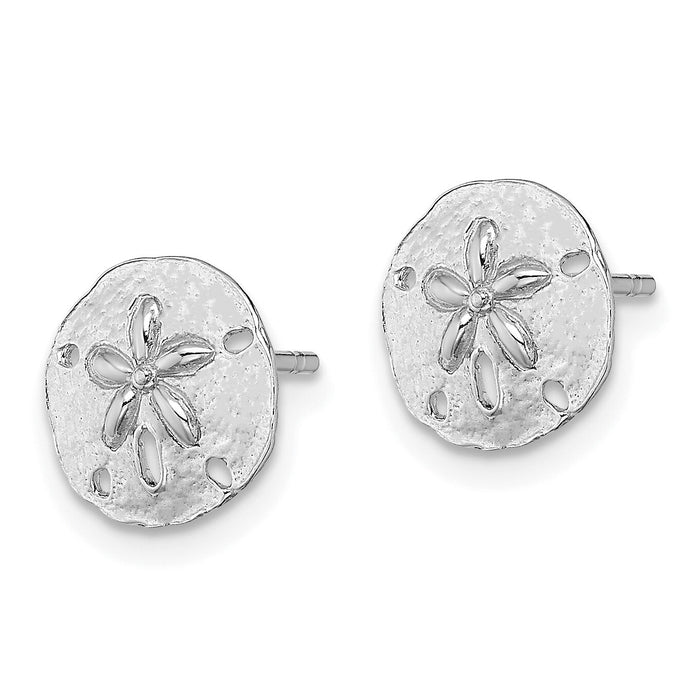 14K White Gold Polished Mini Sand Dollar Post Earrings-TE790W