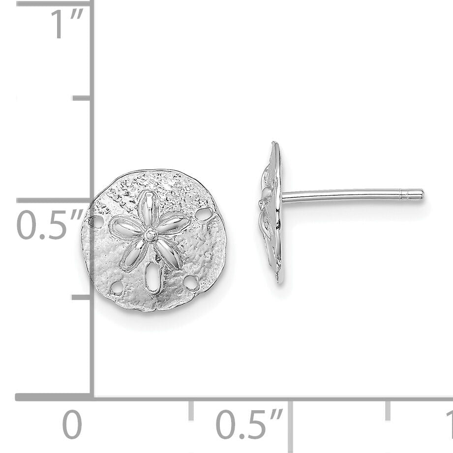14K White Gold Polished Mini Sand Dollar Post Earrings-TE790W